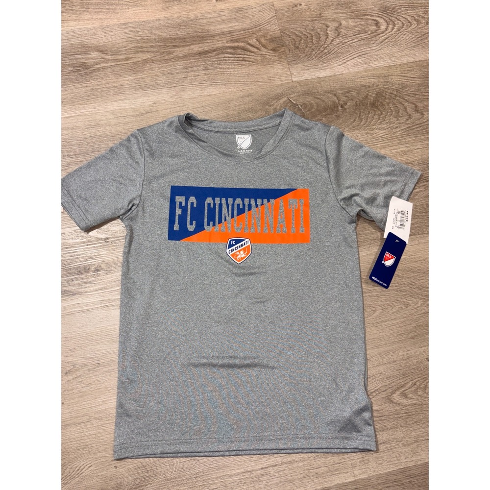 MLS FC Cincinnati Boys Heather Gray Graphic T-Shirt Size L 12/14 NWT